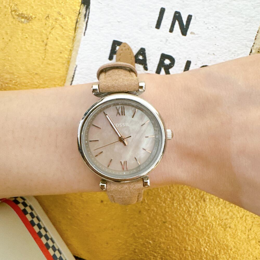 Fossil ES4530 Carlie Mini Mother Of Pearl Dial Leather Women's Watch